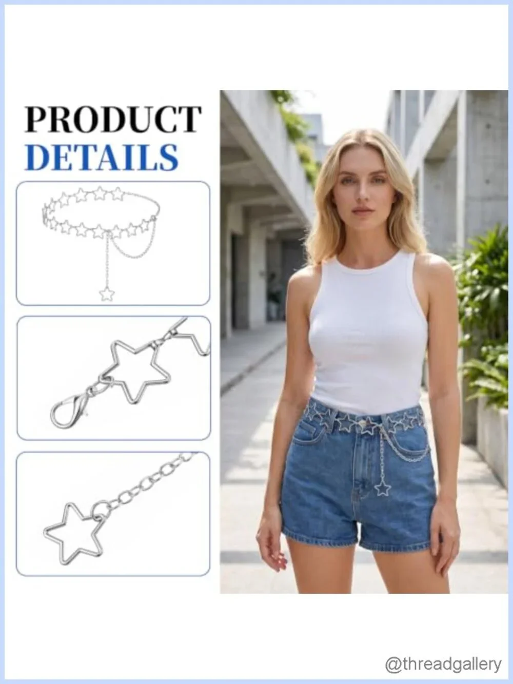 Adjustable Metal Star Chain Waist Belt for Women